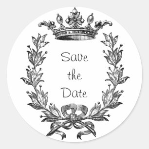 Vintage Crown and Wreath Art Classic Round Sticker