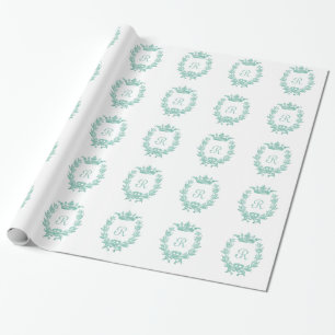 Vintage Crown and Wreath Art - Turquoise Wrapping Paper