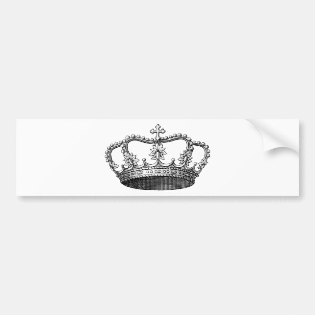 Vintage Crown Black and White Bumper Sticker (Front)