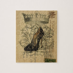 vintage crown fashion queen stiletto jigsaw puzzle