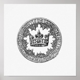 Vintage Crown Illustration Poster