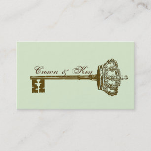 Vintage Crown & Key Elegant Business Cards Aqua