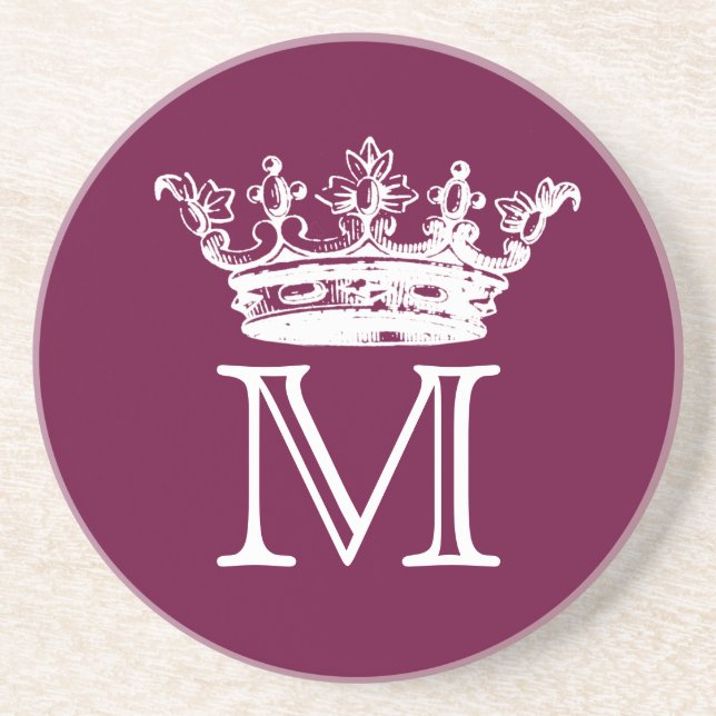Vintage Crown Monogram Coaster (Front)