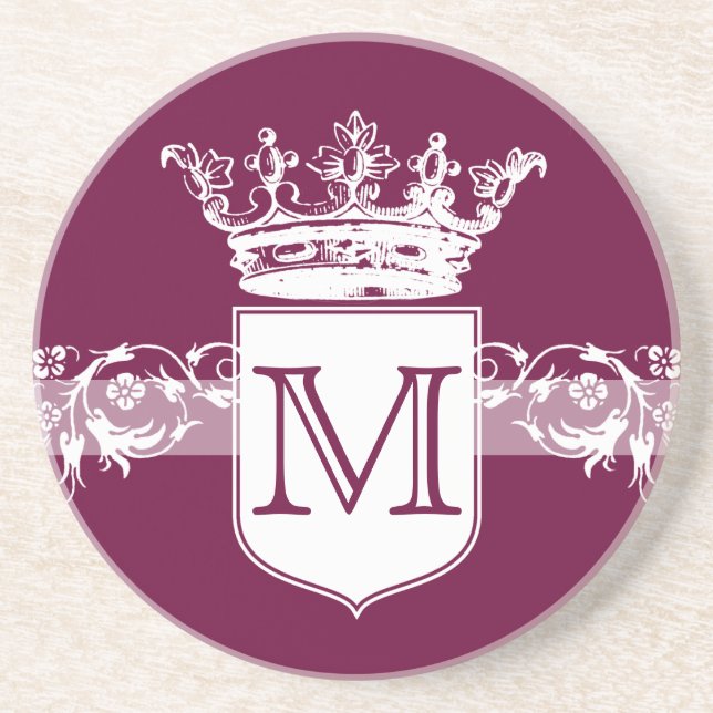 Vintage Crown Monogram Coaster (Front)