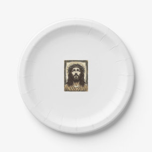 Vintage Crown of Thorns Religious Portrait Paper Plate