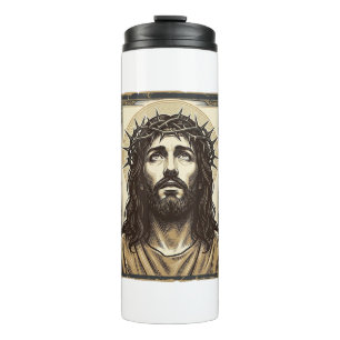 Vintage Crown of Thorns Religious Portrait Thermal Tumbler