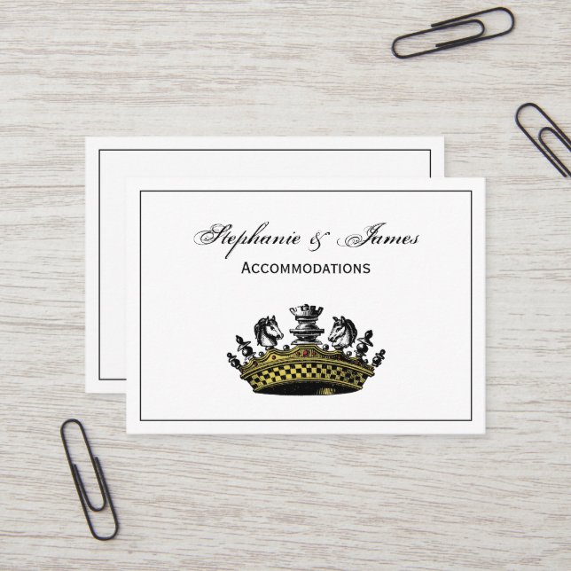 Vintage Crown With Chess Pieces Colour Business Card (Front/Back In Situ)