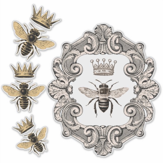 Vintage Crowned Bees (Front)