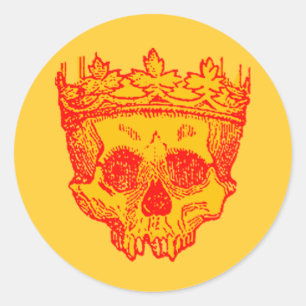 Vintage Crowned Skull Classic Round Sticker