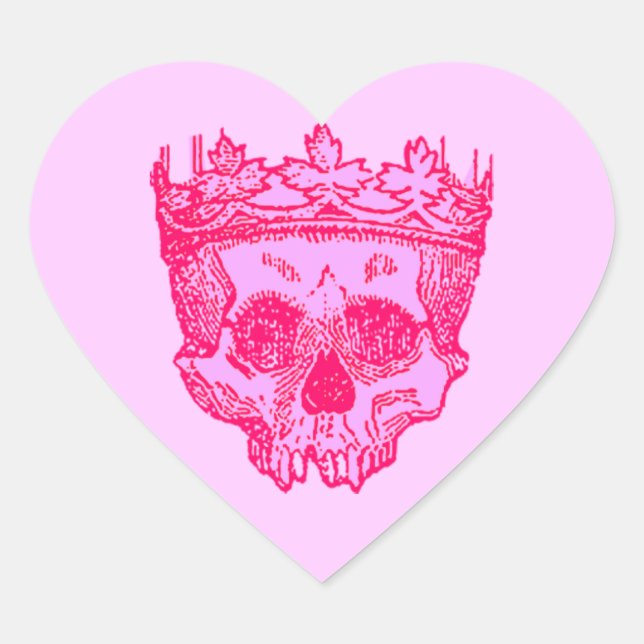 Vintage Crowned Skull Heart Sticker (Front)