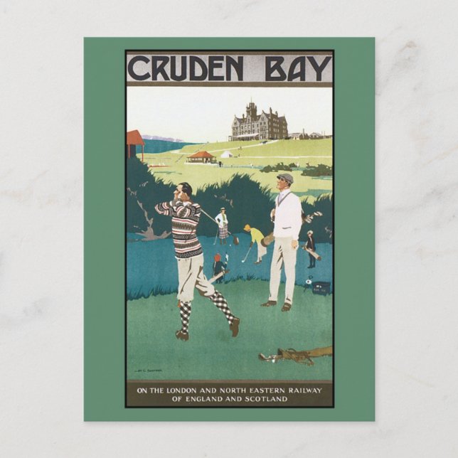 Vintage Cruden Bay Scotland golf ad Postcard (Front)