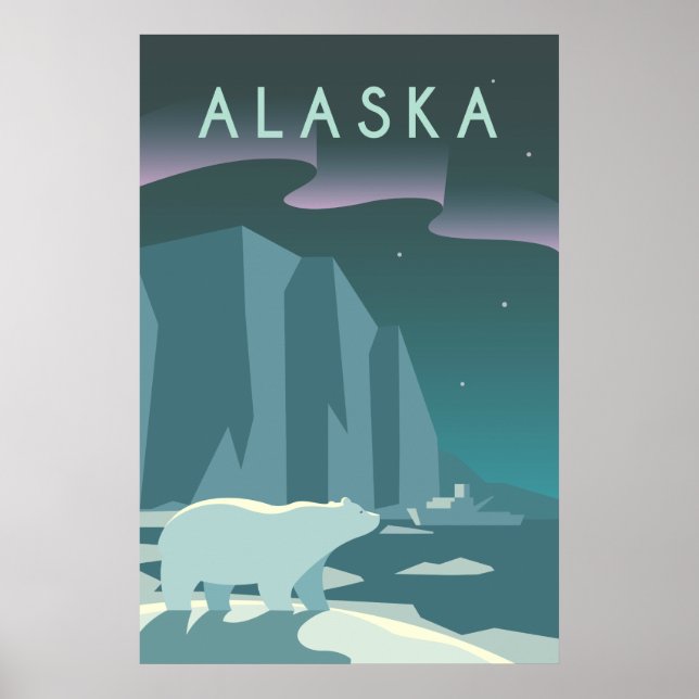Vintage Cruise Line Alaska Glacier Travel Poster (Front)