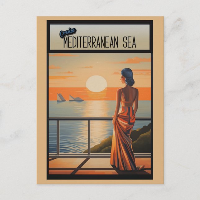 Vintage Cruise Mediterranean Sea Travel Postcard (Front)