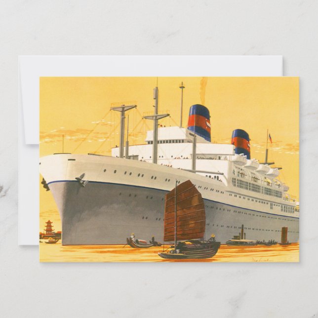 Vintage Cruise Ship to the Orient Invitation (Front)