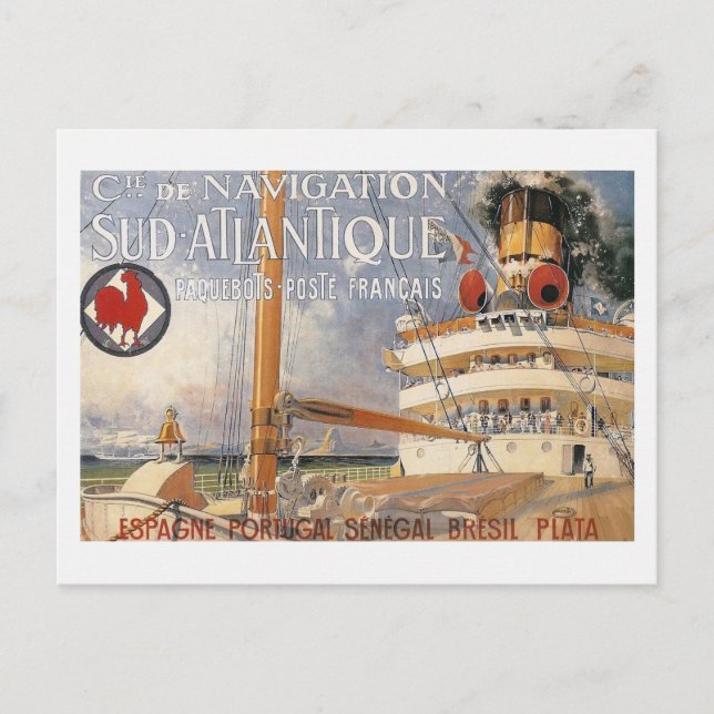 Vintage Cruise Ship Travel Advertisement Postcard (Front)
