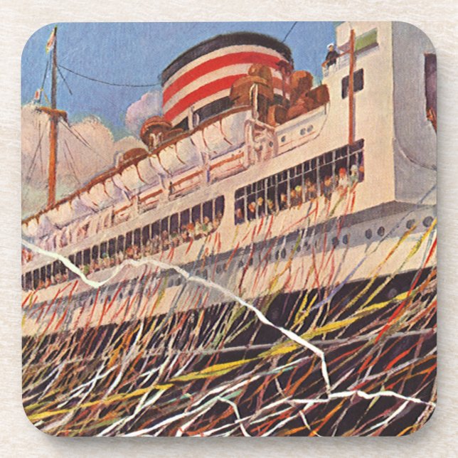 Vintage Cruise Ship Vacation; Bon Voyage Party! Coaster (Front)