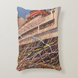Vintage Cruise Ship Vacation; Bon Voyage Party! Decorative Cushion