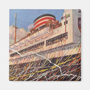 Vintage Cruise Ship Vacation; Bon Voyage Party! Magnet
