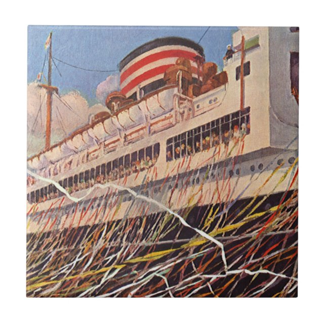 Vintage Cruise Ship Vacation; Bon Voyage Party! Tile (Front)