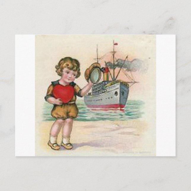 Vintage Cruise Ship Valentine Holiday Postcard (Front)