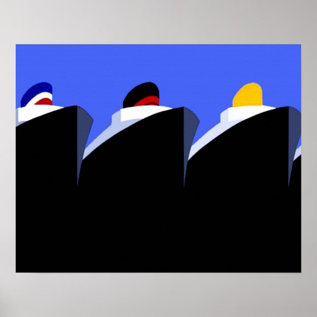 Vintage Cruise Ships Art Deco Poster (Front)