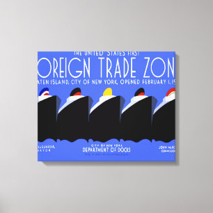 Vintage Cruise Ships Art Deco Poster Canvas Print