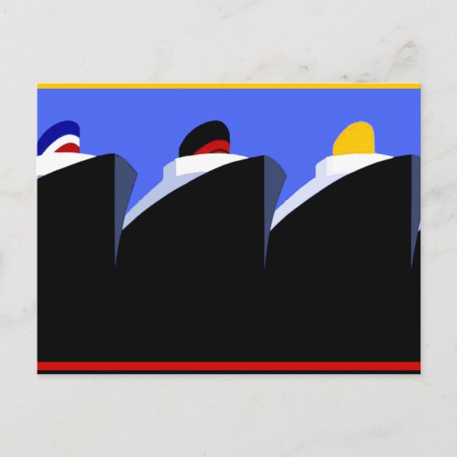 Vintage Cruise Ships Art Deco Poster Postcard (Front)
