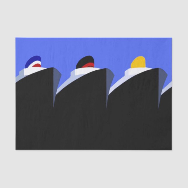 Vintage Cruise Ships Art Deco Poster Tissue Paper (Front)