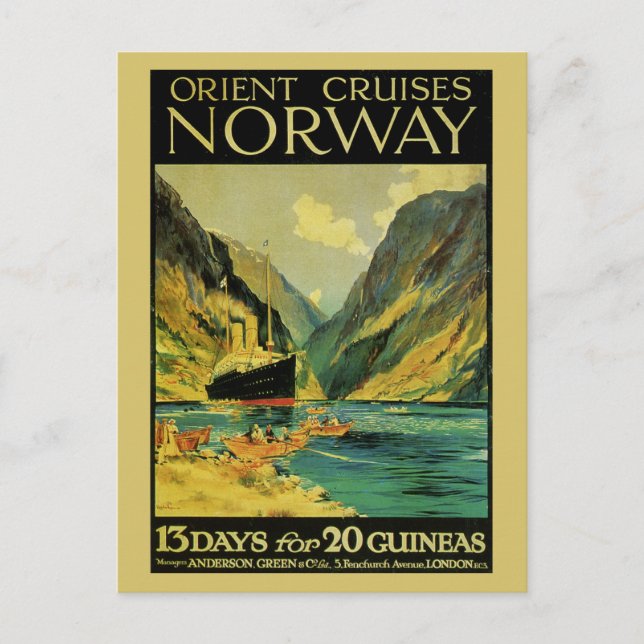 Vintage Cruises Great Britain Norway Postcard (Front)