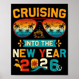 Vintage Cruising Into 2026 New Years Party Family Poster