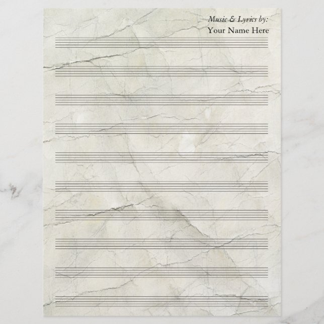 Vintage Crumpled Paper Blank Sheet Music 10 Stave (Front)