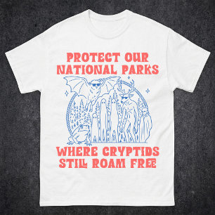 Vintage Cryptid Creatures National Parks Funny T-Shirt