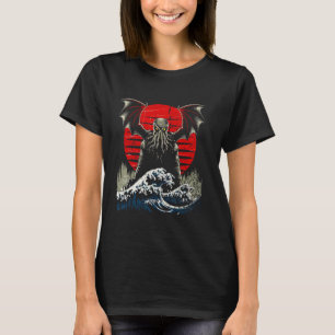 Vintage Cthulhu Great Wave of Kanagawa Japanese Gr T-Shirt