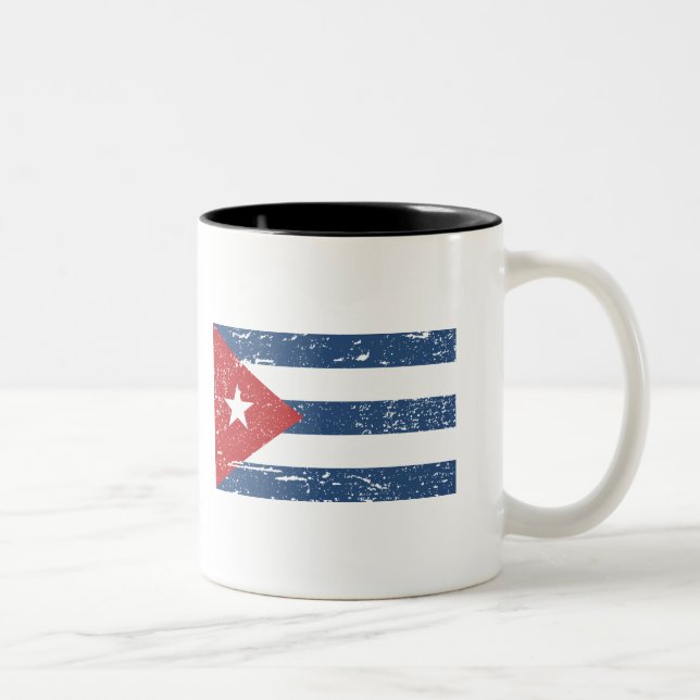 Vintage Cuba Flag Two-Tone Coffee Mug (Right)