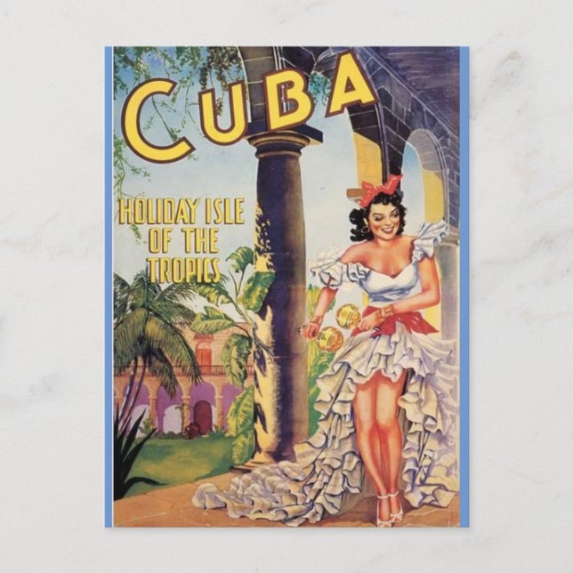 Vintage Cuba Holiday Isle of Tropics Postcard (Front)