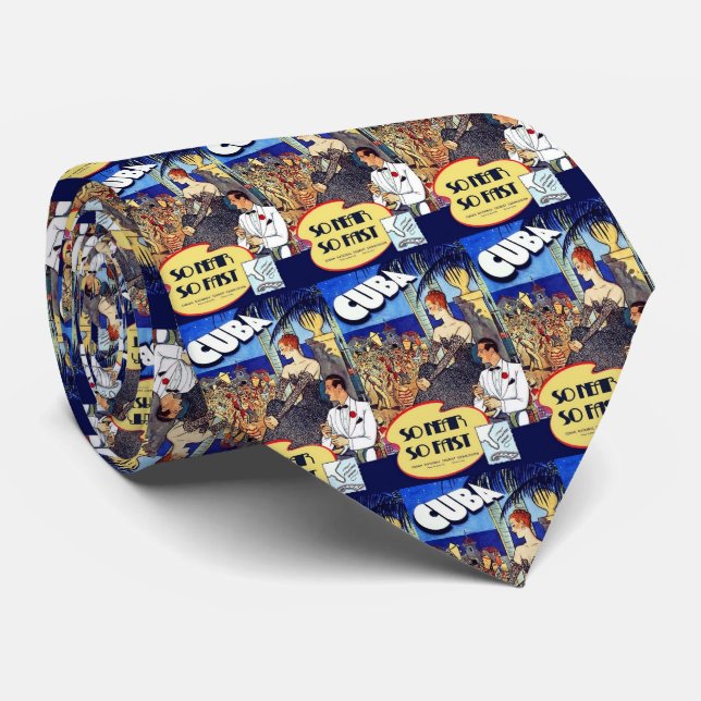 Vintage Cuba So Near So Fast Travel Tie (Rolled)