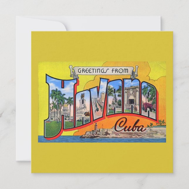 Vintage Cuba Travel - Greetings From Havana Card (Front)