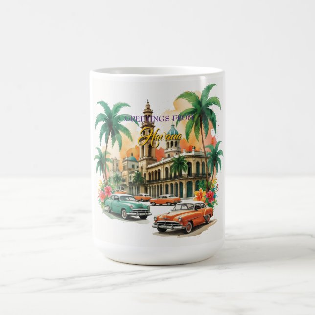 Vintage Cuba Travel - Greetings From Havana Coffee Mug (Center)