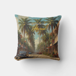 Vintage Cuba Travel - Greetings From Havana Cushion