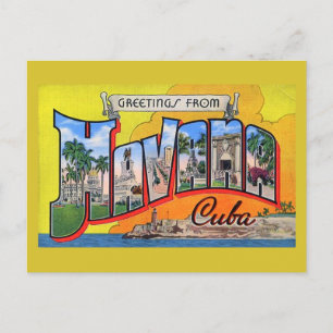 Vintage Cuba Travel - Greetings From Havana Holiday Postcard
