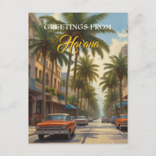 Vintage Cuba Travel - Greetings From Havana Holiday Postcard