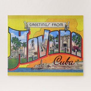 Vintage Cuba Travel - Greetings From Havana Jigsaw Puzzle
