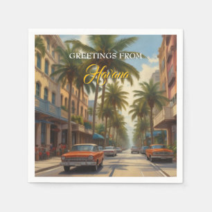 Vintage Cuba Travel - Greetings From Havana Napkin