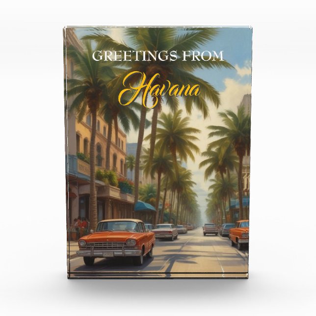 Vintage Cuba Travel - Greetings From Havana Photo Block (Front)