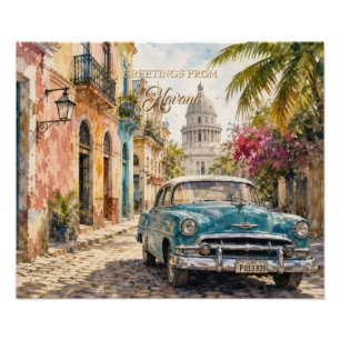 Vintage Cuba Travel - Greetings From Havana Photo Print