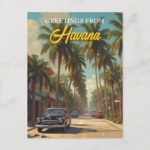 Vintage Cuba Travel - Greetings From Havana Postcard