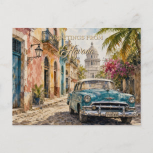 Vintage Cuba Travel - Greetings From Havana Postcard