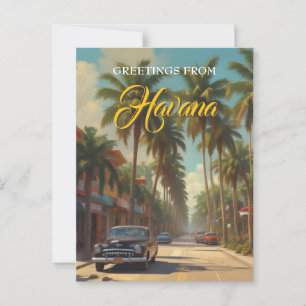 Vintage Cuba Travel - Greetings From Havana Postcard