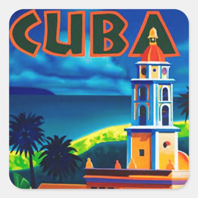 Vintage Cuba Travel Square Sticker (Front)