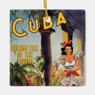 Vintage Cuban Tourist Commission Tropics Travel Ceramic Ornament